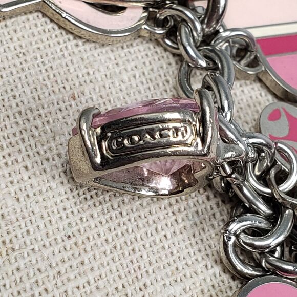 Coach BCA Breast Cancer Awareness Pink Multi Mix Crystal Enamel Keychain Charms - Picture 13 of 16